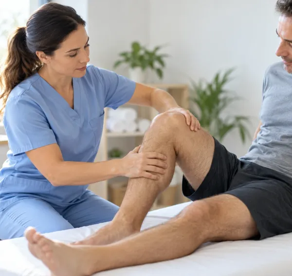 Exploración de la movilidad de la rodilla en consulta